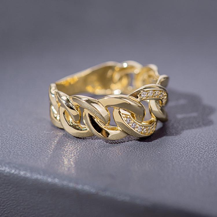 

S925 Sterling Silver Vintage Chain Ring - Women s Luxury Jewelry US Size 9