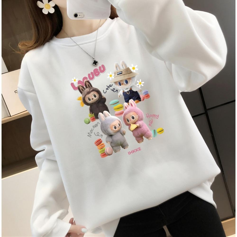 LABUBU pattern printed sweatshirt ladies casual fashion long-sleeved round neck top
