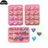 Silicone 12 Consecutive 6 Heart Shaped Chocolate Baking Mold Valentine's Day Candy Jelly DIY Cookie Cake Baking Tool