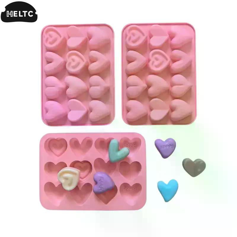 Silicone 12 Consecutive 6 Heart Shaped Chocolate Baking Mold Valentine's Day Candy Jelly DIY Cookie Cake Baking Tool