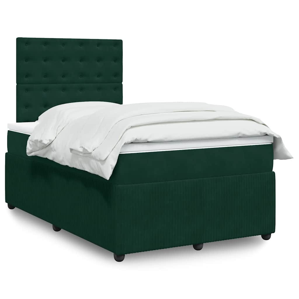 Box Spring Bed with Mattress Dark Green 120 x 200 cm Velvet