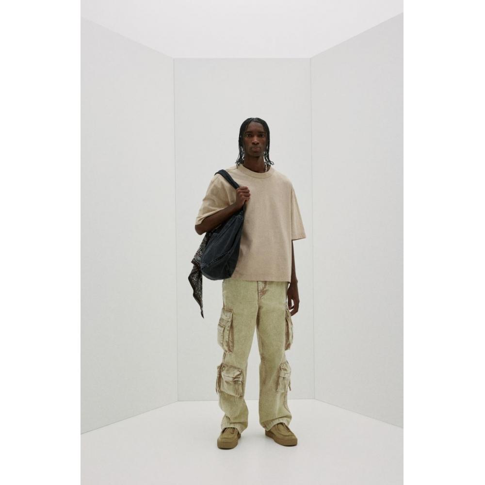 H M Boxy FiT wasHed T sHirT ligHT Beige