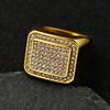 Men's Gold-Plated Diamond Square Ring, European & American Hip Hop Style, Personalized Trendy Titanium Steel Finger Ring