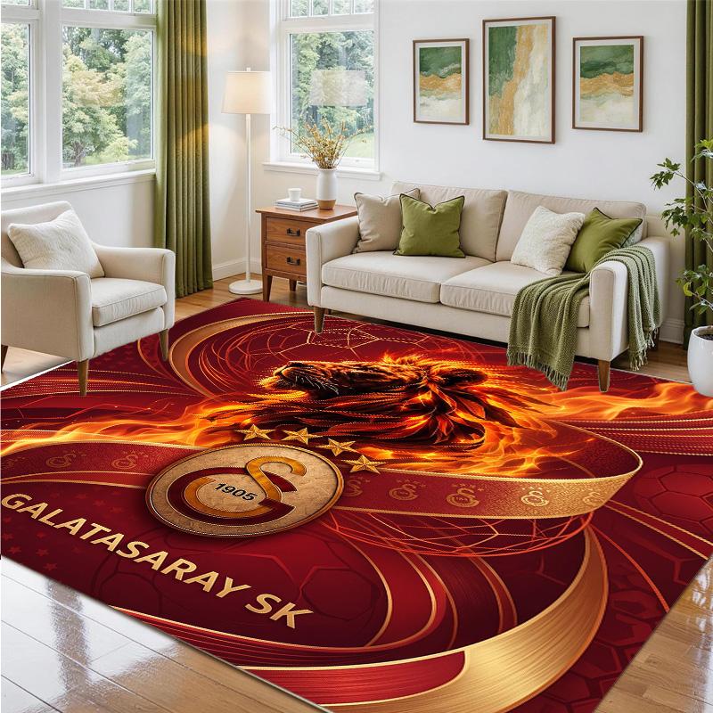 Galatasaray FC Design Crystal Velvet Rug Soft Decorative Mat for Bedroom Entrance