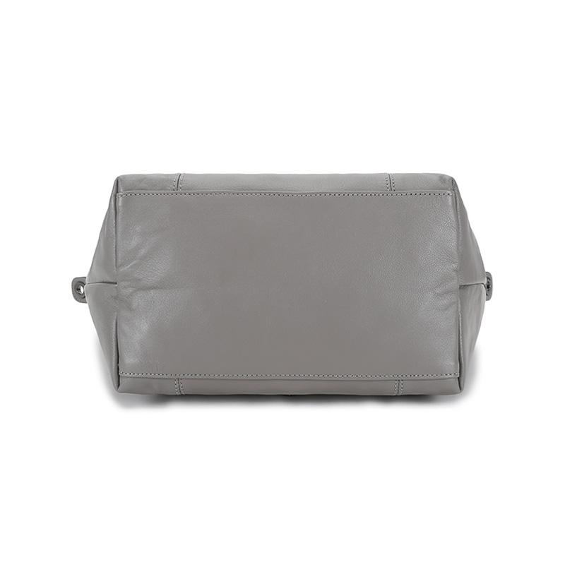 Longchamp Le Pliage Cuir 25 Short Handle Foldable Lambskin Crossbody Tote Bag Small Women Handbags Dove-Grey 1512757P55