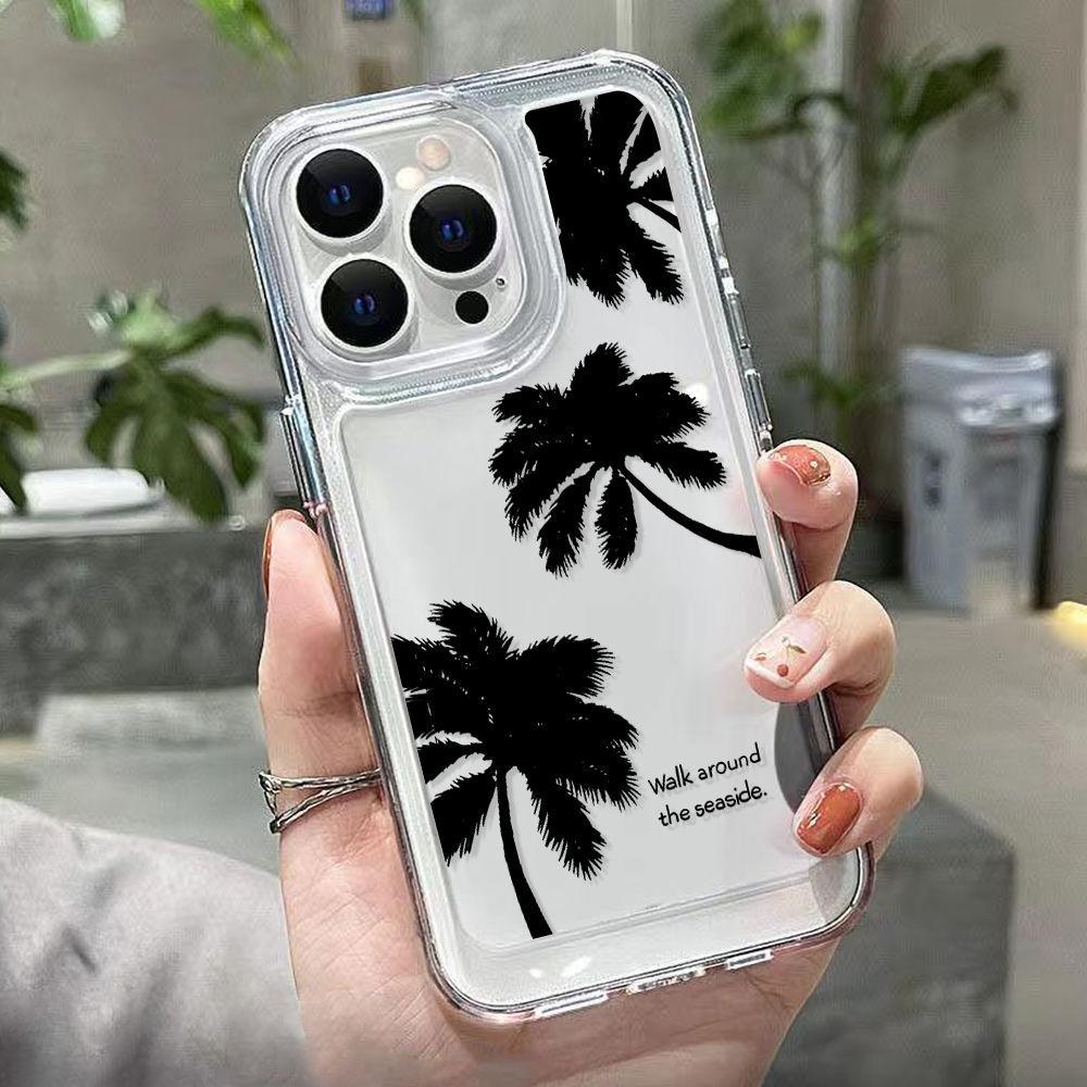 Ins Wind Coconut Tree Is Suitable for iPhone17promax Mobile Phone Case 16pro Apple 13 All-inclusive Niche 14 Simple 15