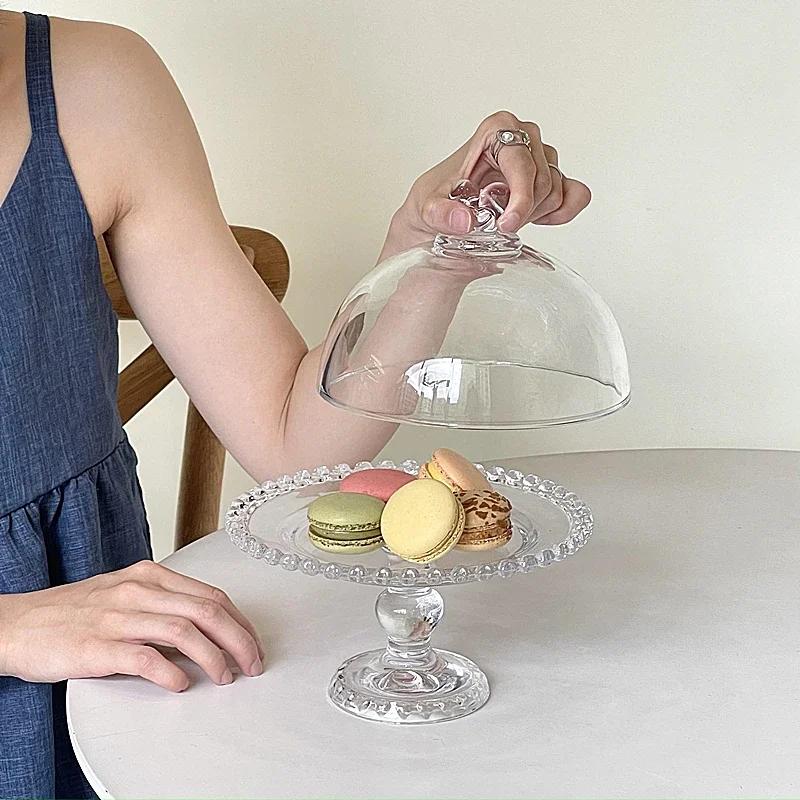 Ładnie wyglądający Francuski Retro Stojak Ekspozycyjny na Ciasto Love Szkło Talerz na Owoce Stoły Jadalne Naczynia Deserowe Dim Sum Sałatka Przybory Kuchenne