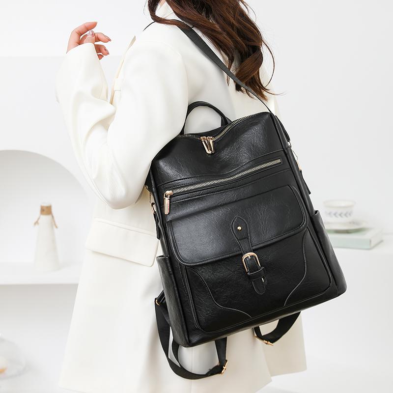 Women's Backpack Large Capacity Soft Leather Retro Backpack Travel Computer Bag