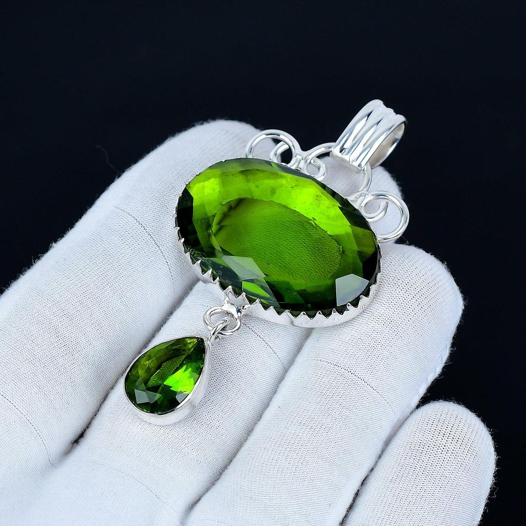 Unique Peridot Pendant, 925 Sterling Silver Handmade Jewelry, Peridot Silver Pendant, Party Wear Jewelry For Women's, Pendant Christmas Jewelry