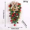 Christmas Teardrop Door Swag, Upside Down Hanging Wreath with Burlap Bow, Xmas Balls & Pine Cones, Farmhouse Front Door Holiday Wall Decor