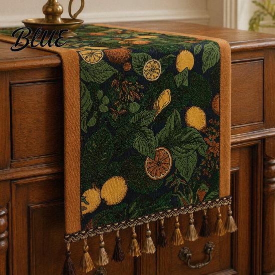 Vintage Table Runner Jacquard Runner Floral Elegant Tassel Edge with Tassels for Dining Home Party Decor Durable