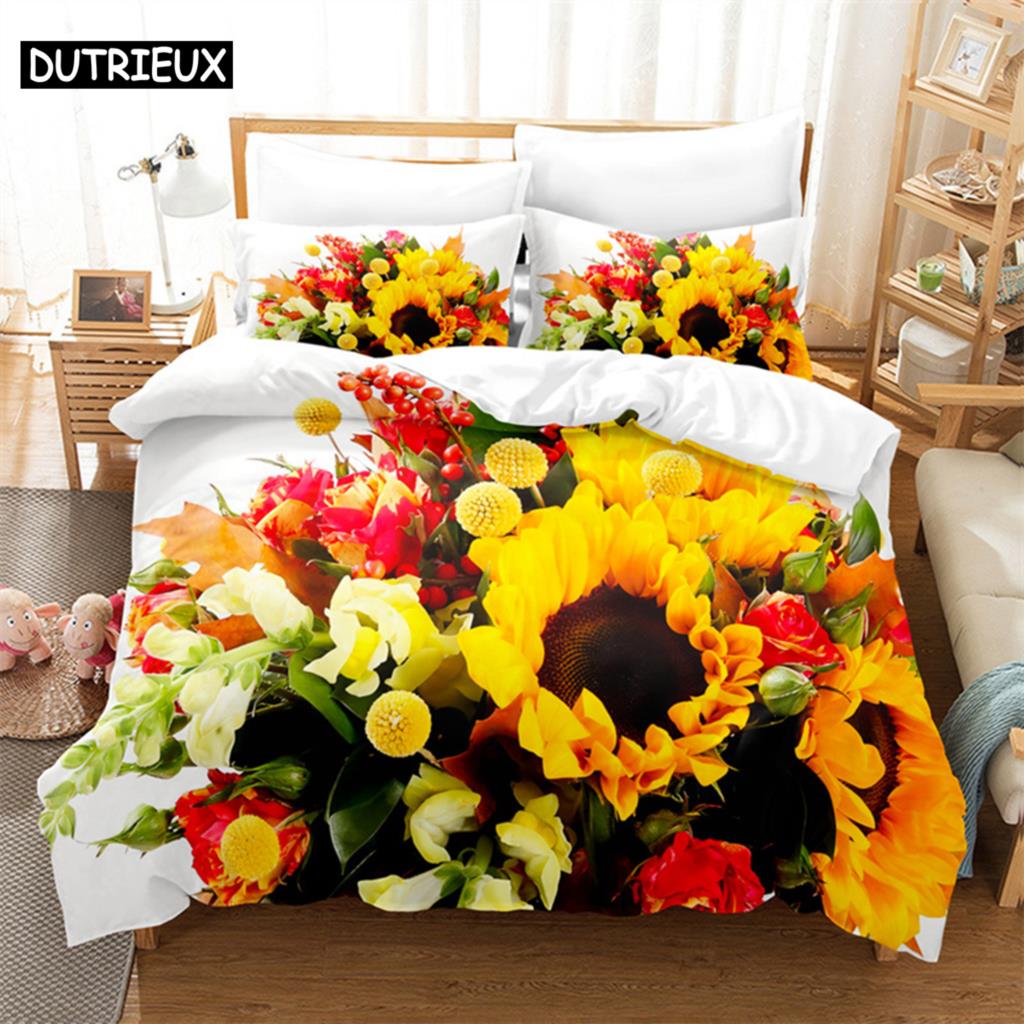 Sunflower Queen Bedding Set Duvet Cover Set Kids Bedding Digital Printing Bed Linen King Size Duvet Cover Set Bedding Set