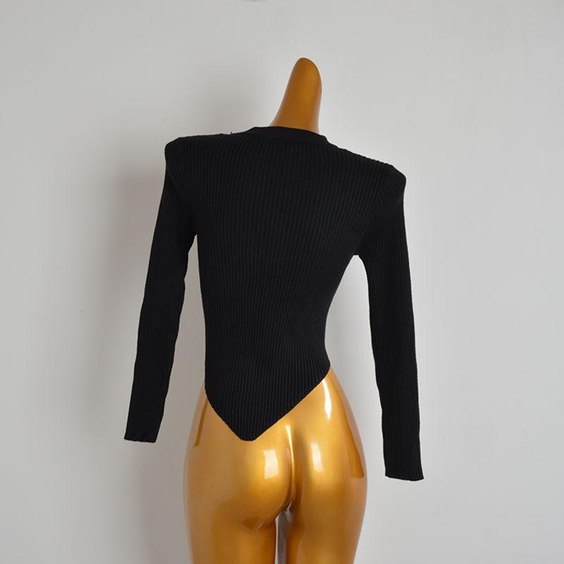 Fall and Winter New Arrival Fashion Halter Pullover Cut Out Bottoming Shirt for Women Silm Long Sleeves Knitwear Easiest for Match Irregular Top