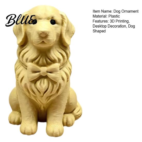 Plastic Dog Figurine 3D Printed Figurine, Mini Bow Tie Collectible Statue, Pet Shape Decor Animal Desktop Decoration Ornament, Gifts for Owner