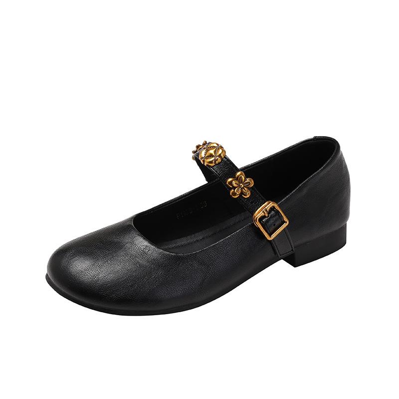Retro temperament, buckle Mary Jane shoes, flat Mary Jane professional single shoes