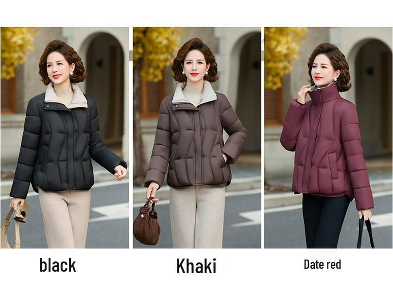 Stylish Mom's Short Down Jacket: Winter Fashion for Middle-Aged & Elderly