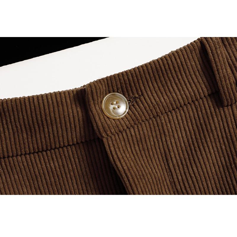 DIMANAF 2025 Plus Size Autumn Winter Women Skirts Short Corduroy Elastic Waist Trousers Oversize 5XL Black Thicken