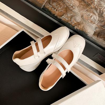 Square Head Niche Design Sports Style Ballet Shoes Women's New Silver Double Belt Thick Sole Light Mouth Mary Jane Women's Shoes