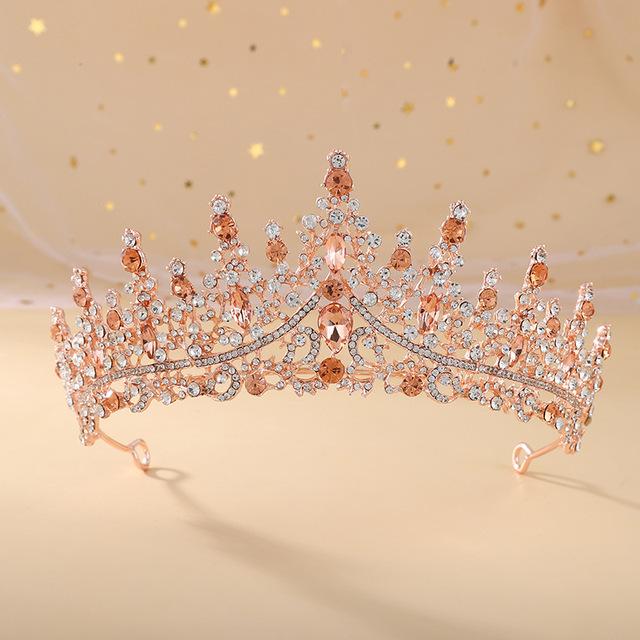Барокко ретро розовый Аб Кристалл Свадебные тиары Корона Стразы Конкурс Выпускной Диадема — фото 10