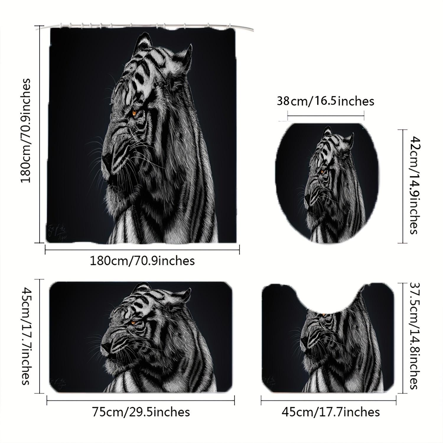 

4 шт., роскошные черные, белые, тигровые наборы занавесок для душа, водонепроницаемые для ванной комнаты, нескользящие коврики для ванной комнаты, крышка для унитаза, коврик для ванной, набор для ванной комнаты 4Pcs