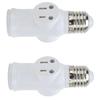 2 Stück 3-poliger Lampenfassungs-Adapterstecker Weiß E26 Glühbirne Steckdosenadapter Konverter