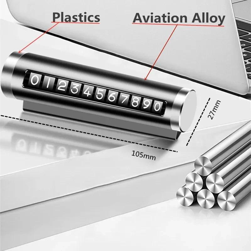 Temporary Parking Number Plate with Rolling Digits - Aluminum Alloy Car Dashboard Display, Adjustable Number for Secure Parking