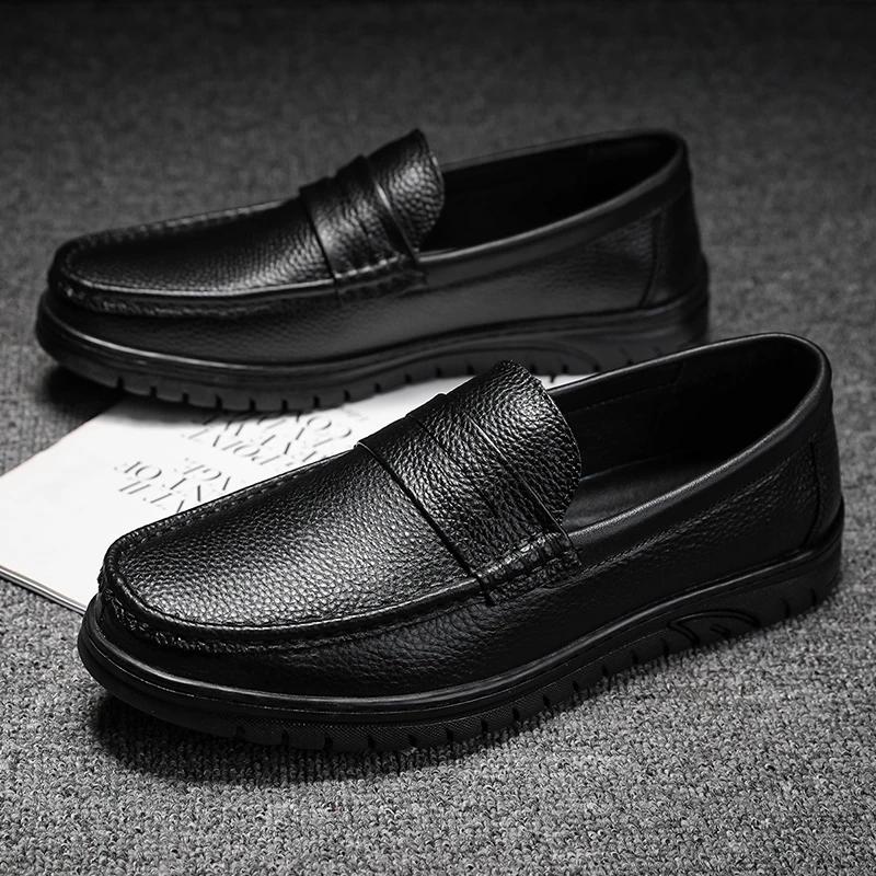 Fashion Genuine Leather Mens Casual Shoes Handmade Moccasins Men Comfortable Driving Loafers Slip on Male Footwear Comfy Business Flats