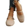 Women's Suede Square Toe Mary Jane Shoes with Single Strap and Wedge Heel Comfortable Slip On Casual Footwear for Daily Wear