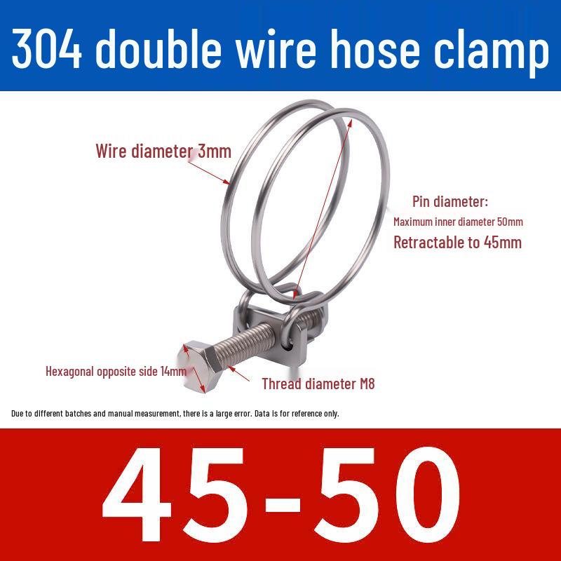 Doppeldraht-Schlauchschelle aus Edelstahl für Feuer-, Wasser-, Gasleitungen - Verdickt