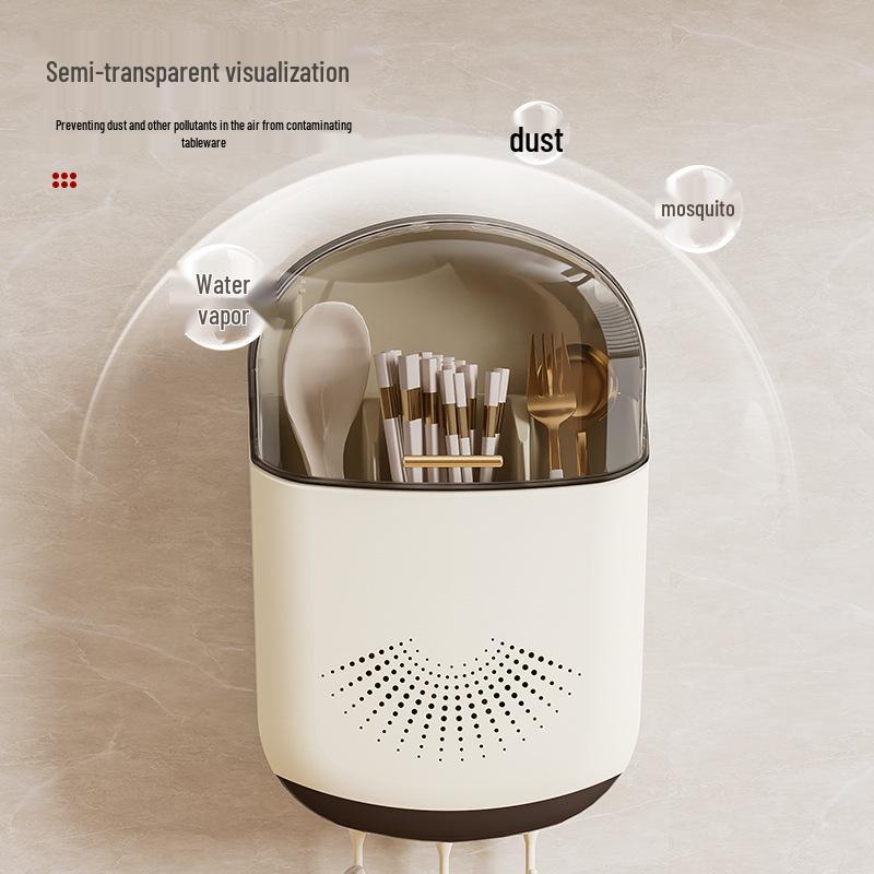 Wall-Mounted Multi-Functional Chopstick Holder: Moisture-Proof, Lid-Draining Luxury Storage Rack.