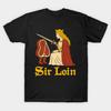 Asiatische Größe Herren Schwarzes Print-T-Shirt Sir Loin Lustiger Ritter Steak Wortspiel Meme Tee No-Cut Print Baumwoll-T-Shirt