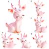 Hand-painted Deer Figurine Cartoon Resin Interesting 3D Pink Deer Sculpture for Courtyard