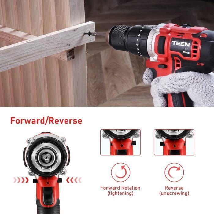 Perceuse Visseuse Sans Fil - TEENO - 20V - 45Nm - 2 Vitesses - 2 Batteries 2Ah