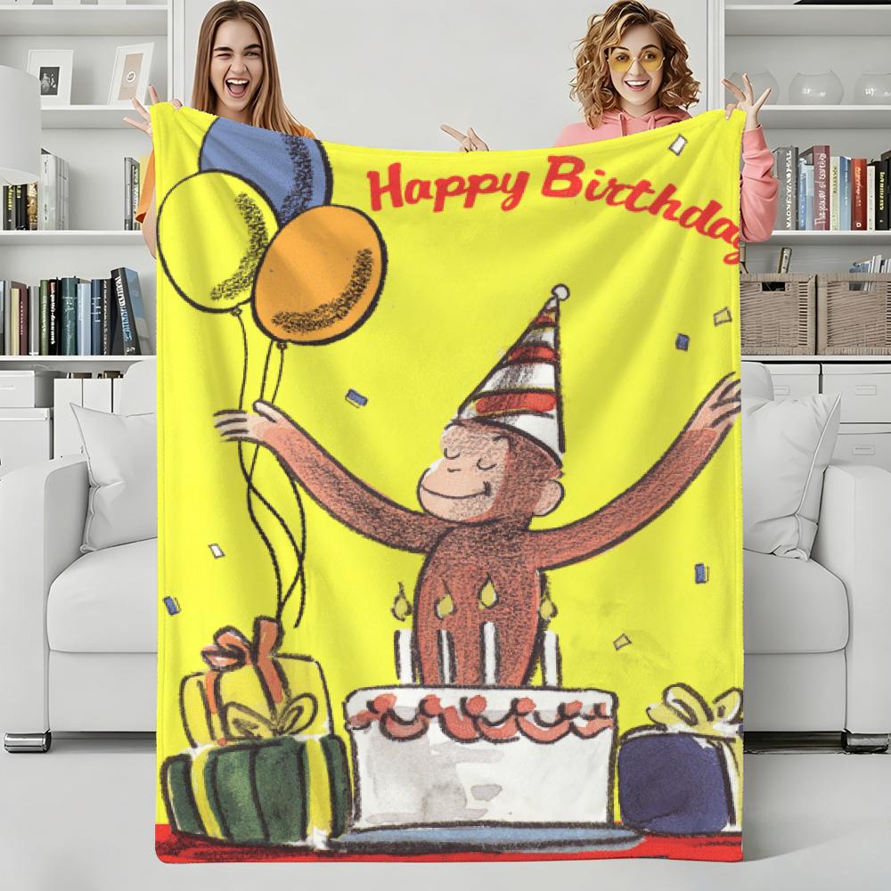 Cartoon C-Curious George Throw Flannel Blanket Perfect for Sofa Office Bed Travel Sleep Read Relax Camping four season use