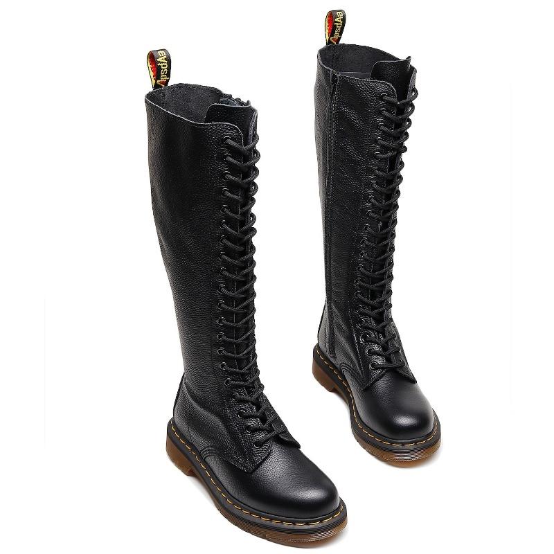 20 first-layer cowhide lychee pattern boots women's British retro short boots men's leather large-size boots