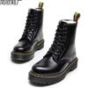 Real wool Martin boots high-top tooling boots women's hard leather open-edged bead short boots leather boots round