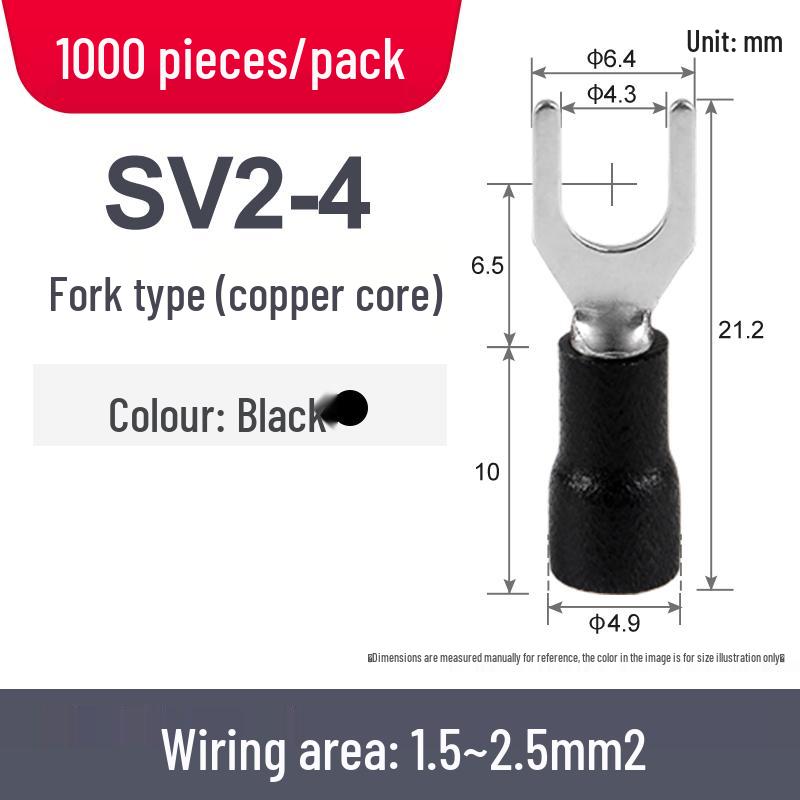 Zongyi SV2-4 U-Shaped European Pre-insulated Copper Terminal (1.5-2.5 Mm²)
