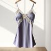 New women's summer ice silk pajamas sexy chest pads spring and autumn suspenders Internet celebrity shorts two-piece loungewear set
