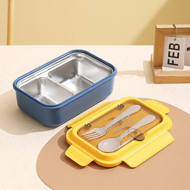 Stainless Steel Student Lunch Box With Divided Food Compartments For Office And School Use