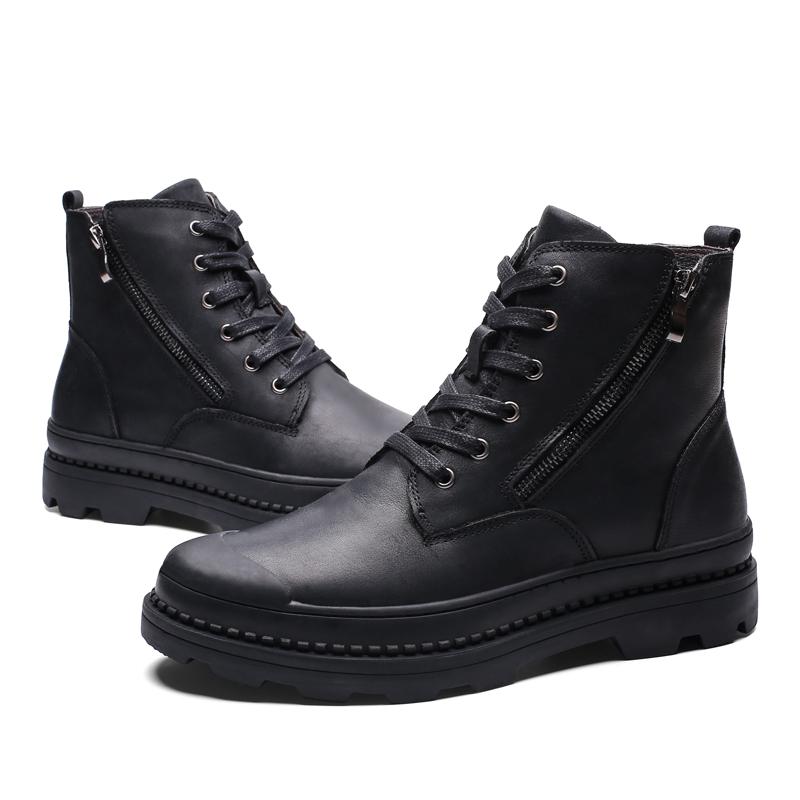 Men's Leather Boots High-top Casual Shoes Large Size Shoes for Men