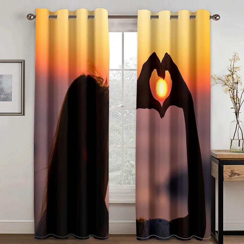 Urlaubsstil Vorhang Sea Island Strand Naturlandschaft Vorhänge für Schlafzimmer Wohnzimmer Hotel Heimdekor Fenster 2 Paneele