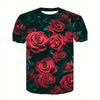 Men's Casual Fashion Short Sleeve T-Shirt 3D Print Rose Print Round Neck Polyester Summer Street Daily Wear