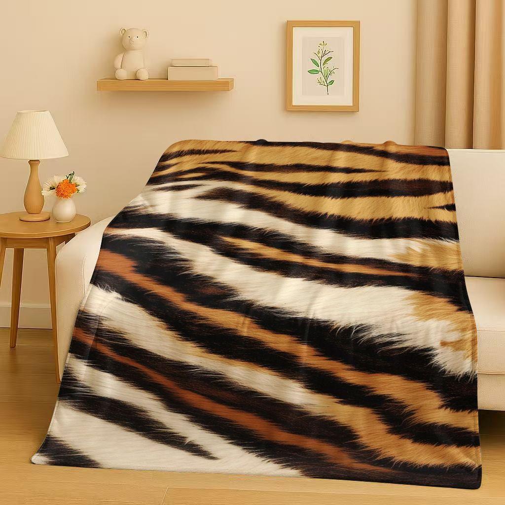HD Zebra Tiger Leopard Beast Stripe Print Art Flannel Blanket,Ultra Soft Warm Plush Throw for Home Bedroom Bed Sofa Cover Office