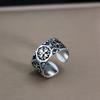 European and American Men's Trendy Metal Ring, Retro Style Cool and Handsome Design Totem Geometric Men's Ring