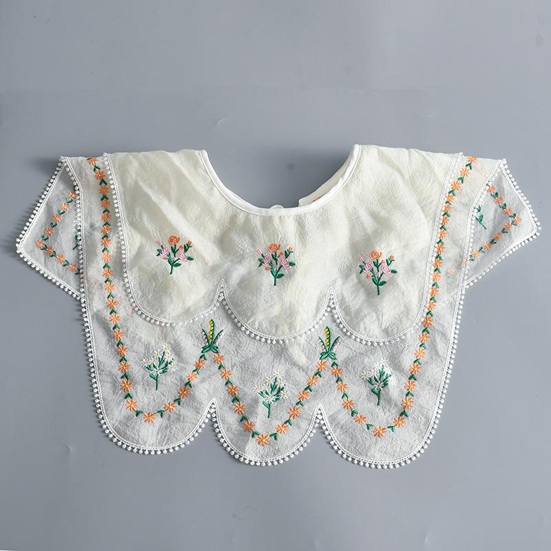 

Новинка, новый кружевной цветочный вышитый накладной воротник для женщин, белая шаль на плечо, большой лацкан, шаль, рубашка, съемный воротник