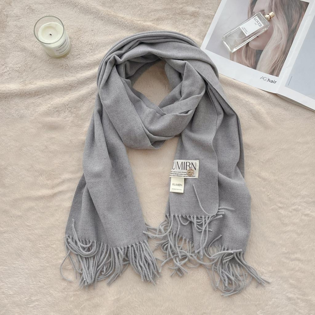 New solid color scarf women's winter men's couple shawl dual-purpose warm long thickened Japanese and Korean version
