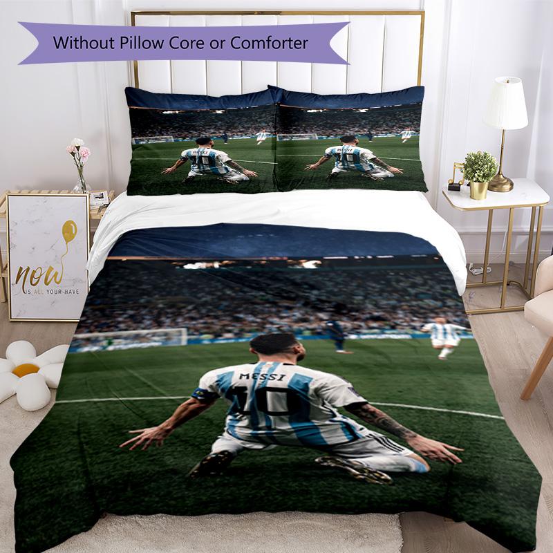 Messi Bedding Set Breathable Duvet Cover with Pillowcases Decorative Bed Linen for Bedroom Home Decoration Birthday Gift