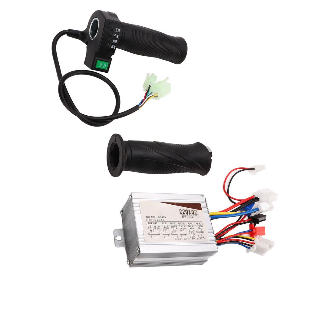 Brushed Motor Controller Kit Aluminum Alloy Shell 48V 500W 4 Speed Throttle Twist Grip Handle for Electric Bike