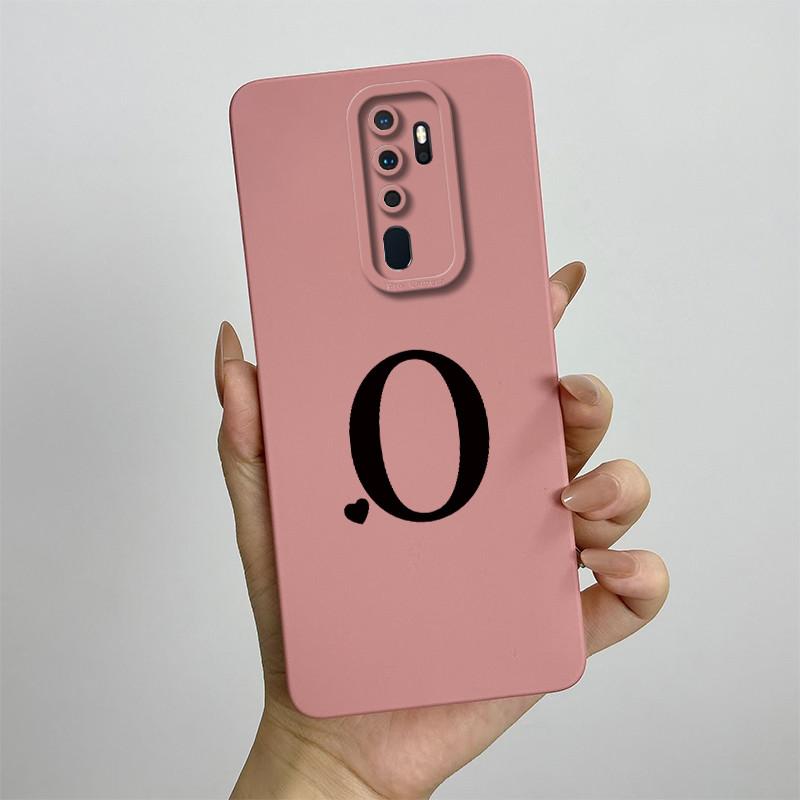 Cute Initial Letters Case For OPPO A5 (2020) Liquid Silicone Smooth Cases For OPPO A9 (2020) A11X Soft Cover OPPO A5 2020 Bag