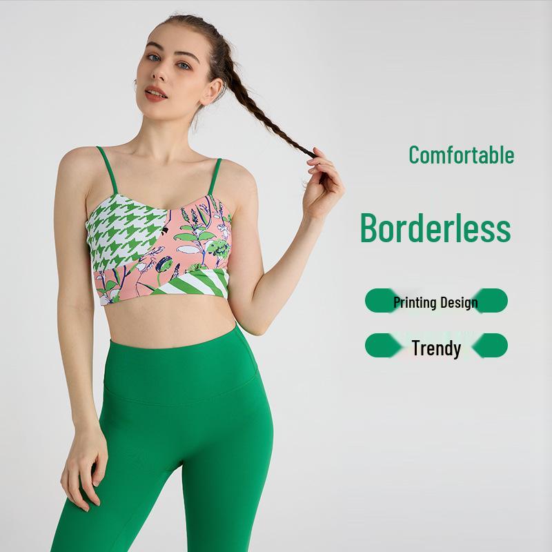 Stylish European & American Print Yoga Suit: Women's Two-Piece Pilates Set